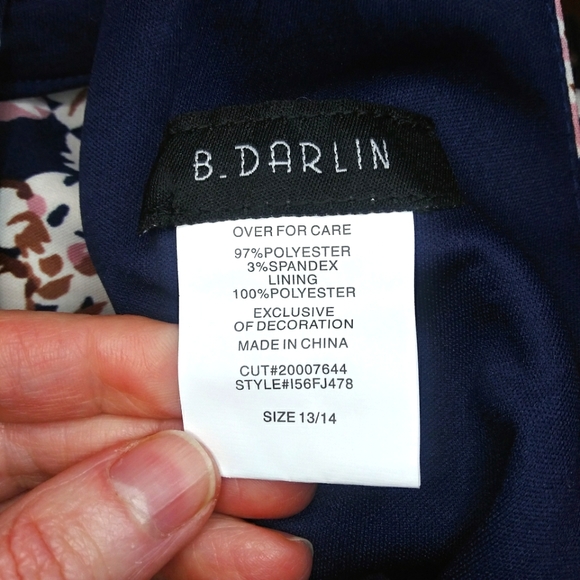 B. Darlin Navy & Mauve Rose Floral Halter Style Skater Dress - Picture 9 of 11